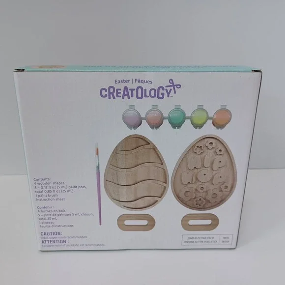 NEW Easter Creatology Wood Eggs Craft Kit Ages 6+ Makes 2 - Picture 2 of 3